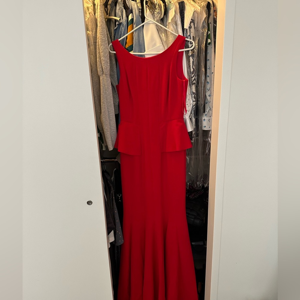 Beautiful BCBG long red peplum dress